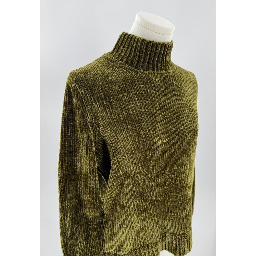 Philosophy Green Chenille Mock Neck Sweater Small Soft Cozycore Chartruse - Picture 2 of 8